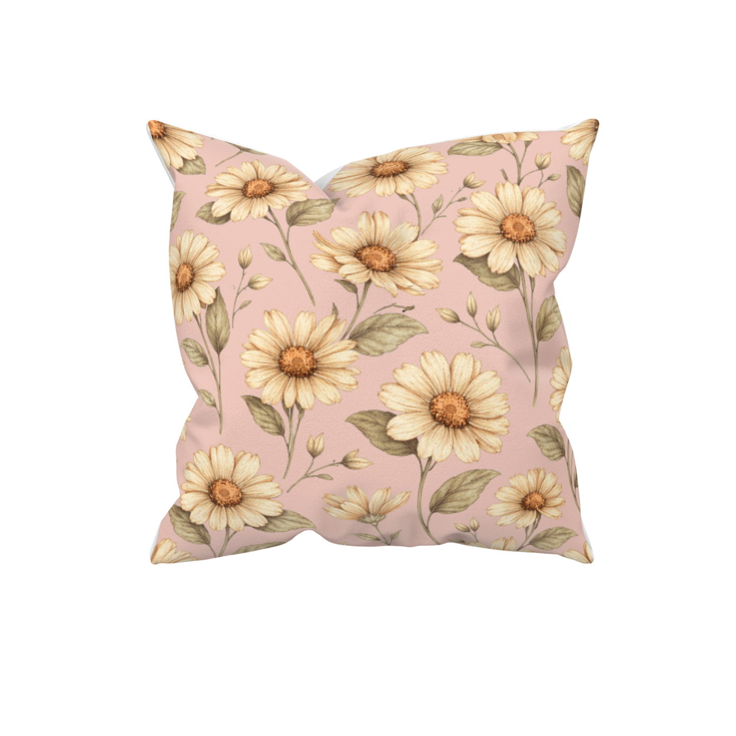 Dekokissen mit Blumenmuster | Rosé-Beige