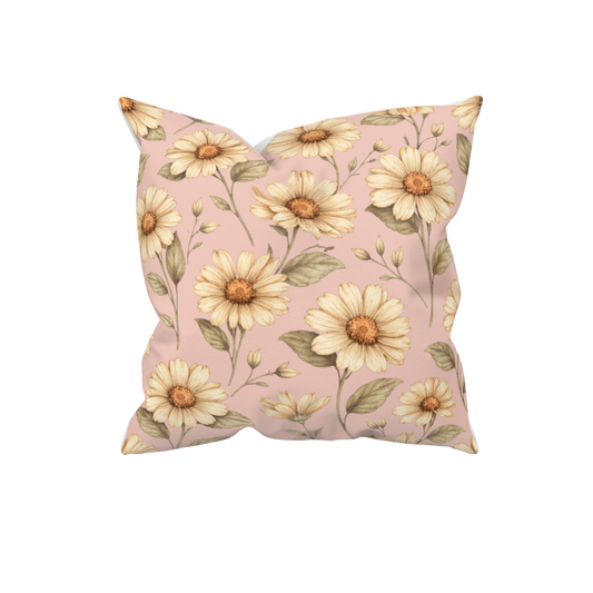 Dekokissen mit Blumenmuster | Rosé-Beige