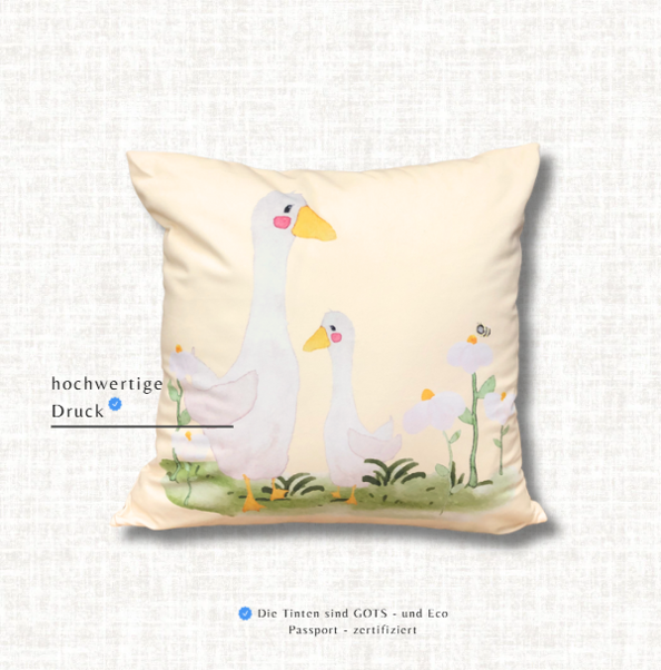 SALE – Kinderkissen Gänse & Gänseblümchen | Velours
