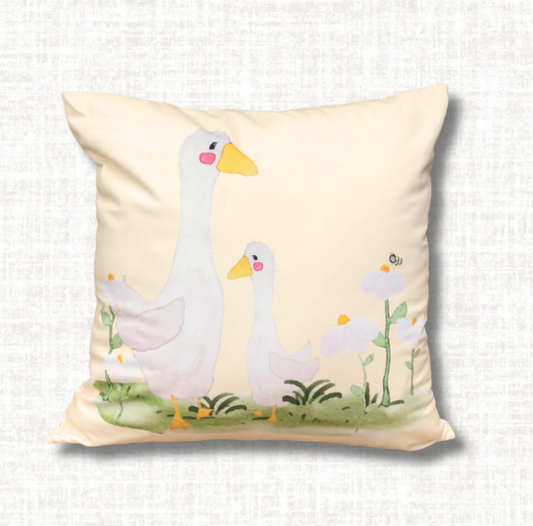 SALE – Kinderkissen Gänse & Gänseblümchen | Velours