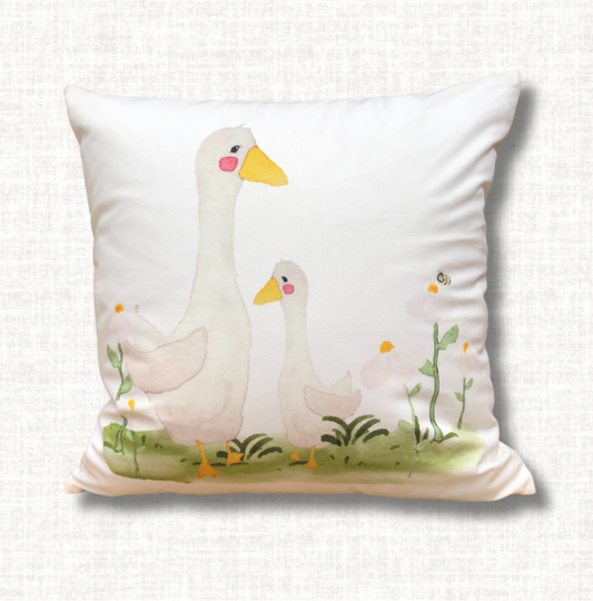 SALE – Kinderkissen Gänse & Gänseblümchen | Velours