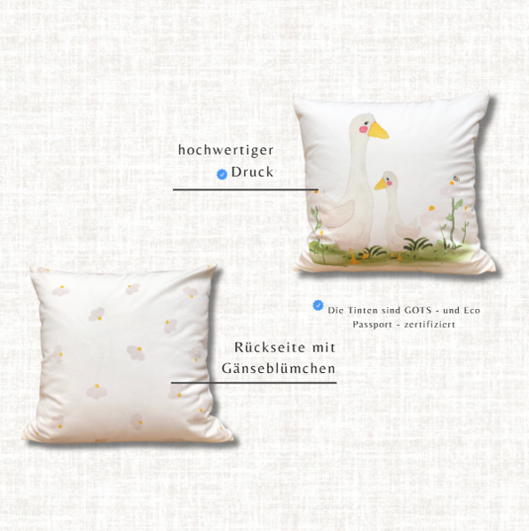 SALE – Kinderkissen Gänse & Gänseblümchen | Velours