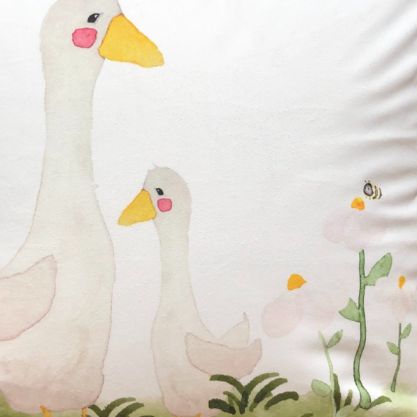 SALE – Kinderkissen Gänse & Gänseblümchen | Velours