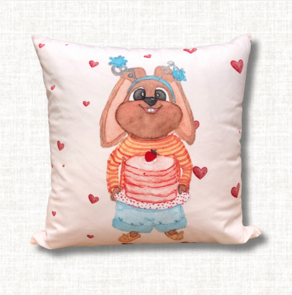 SALE – Kinderkissen Häschen mit Herzchen | Velours
