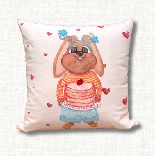SALE – Kinderkissen Häschen mit Herzchen | Velours