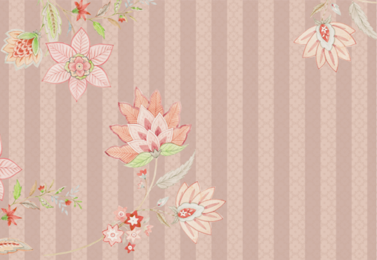 Dekokissen mit floralem Muster & Streifen | Rosé-Beige