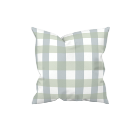 Dekokissen mit Karomuster in Grün/Blau | Landhausstil