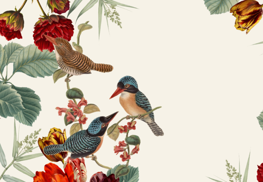 Dekokissen Natur | Eisvogel-Print & florales Motiv