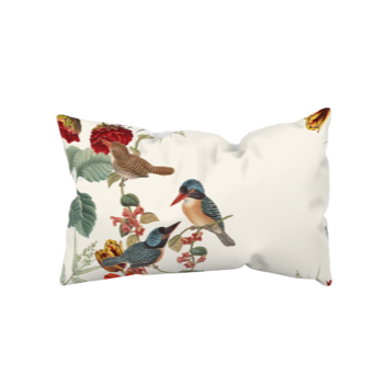 Dekokissen Natur | Eisvogel-Print & florales Motiv