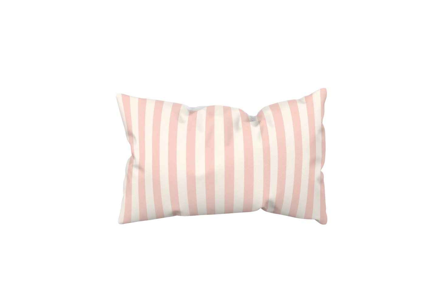 Dekokissen 60x40 cm in Altrosa und Weiß mit klassischem Blockstreifenmuster. Dekoratives Kissen im skandinavischen Landhausstil für Sofa, Bett, Ferienwohnung, Ferienhaus oder Strandhaus an der Ostsee.