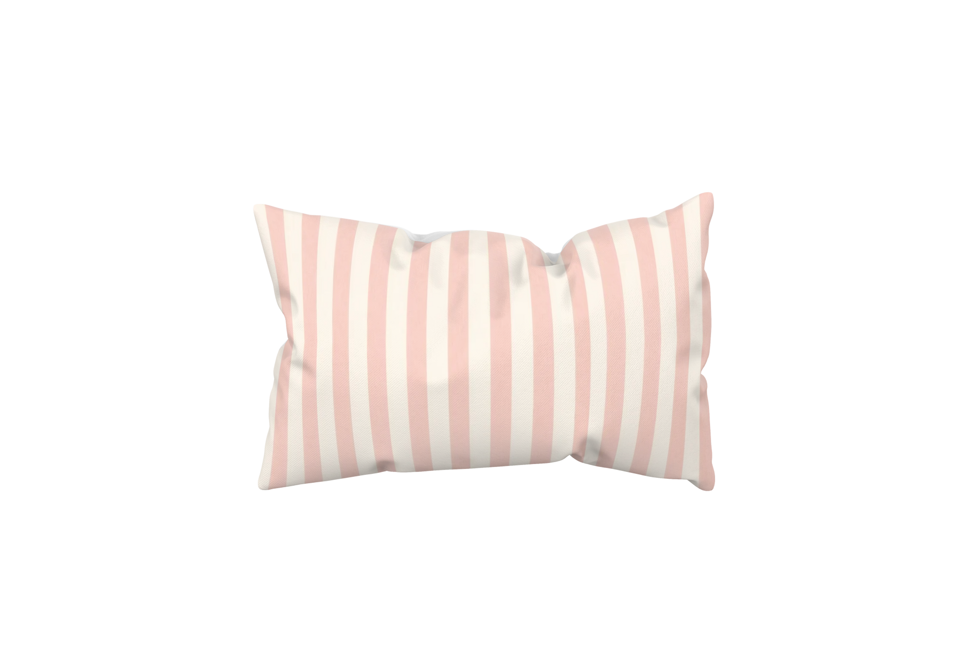Dekokissen 60x40 cm in Altrosa und Weiß mit klassischem Blockstreifenmuster. Dekoratives Kissen im skandinavischen Landhausstil für Sofa, Bett, Ferienwohnung, Ferienhaus oder Strandhaus an der Ostsee.