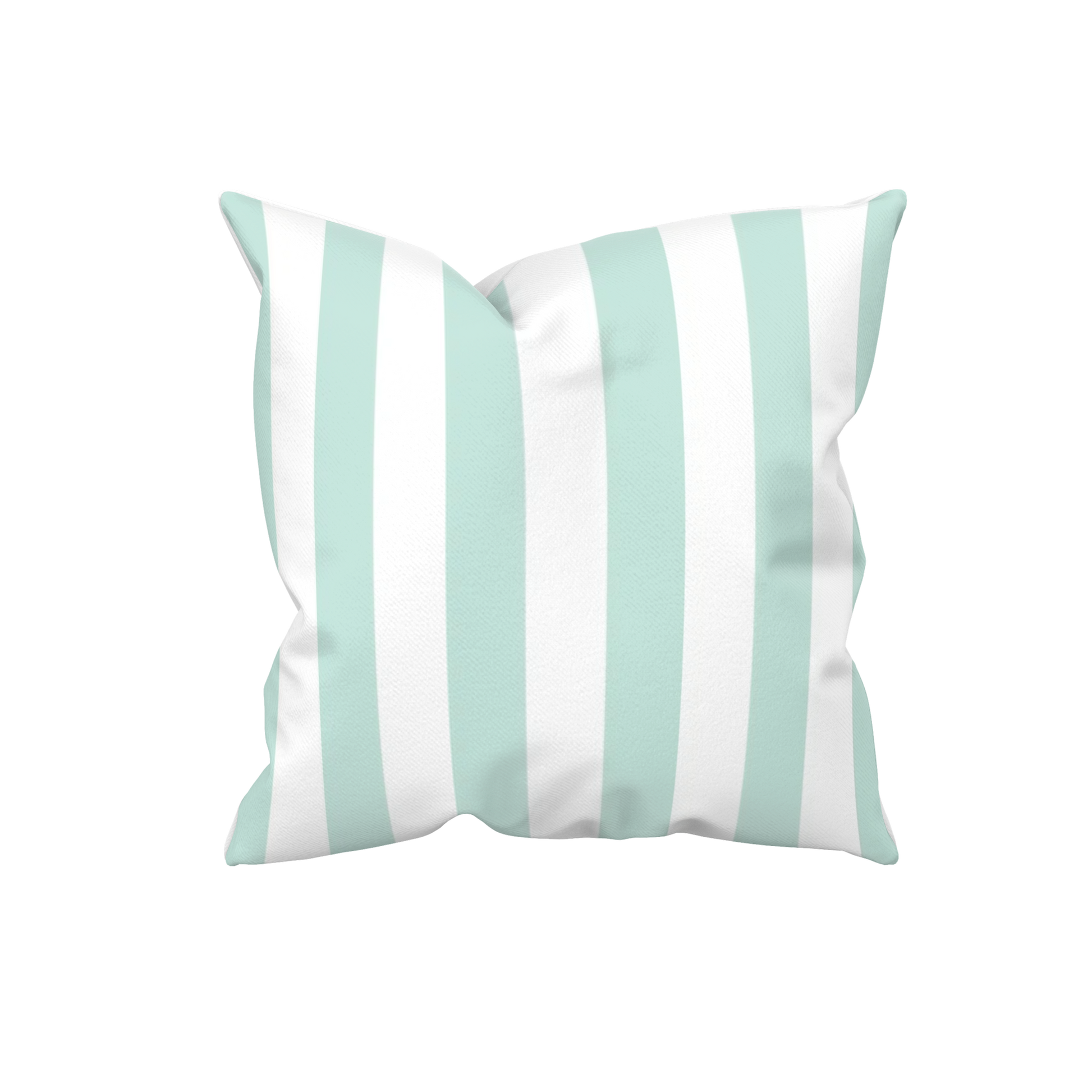 Dekokissen mit Blockstreifen in Aqua-Blau und Weiß. Zeitlose Kissenhülle im Küstenstil für Sofa, Schlafzimmer, Ferienwohnung oder Ferienhaus an der Ostsee.