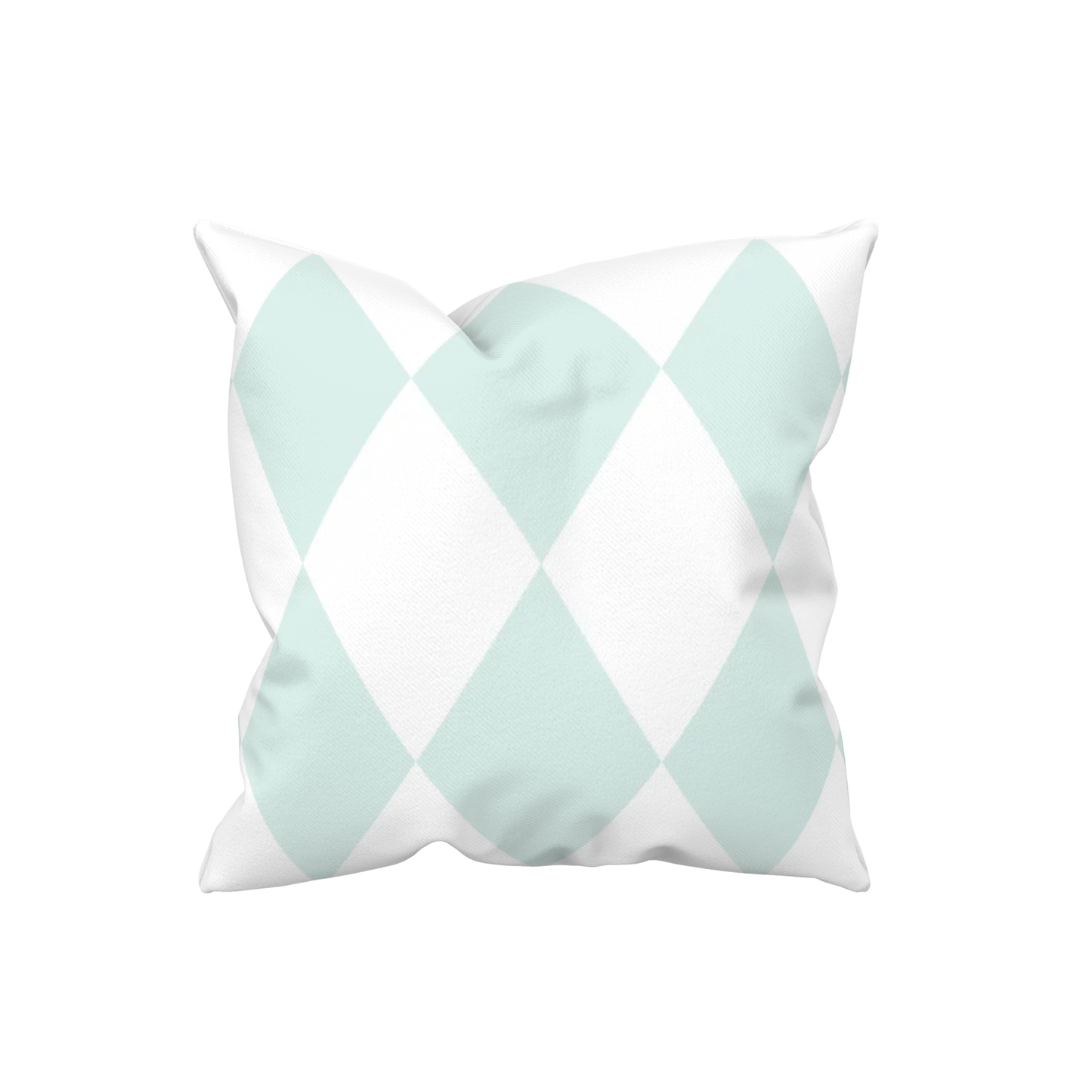 Dekokissen mit Aqua-Blau Weiß Rautenmuster im skandinavischen Landhausstil. Helles Sofakissen für Wohnzimmer, Schlafzimmer, Ferienwohnung oder Strandhaus an der Ostsee.