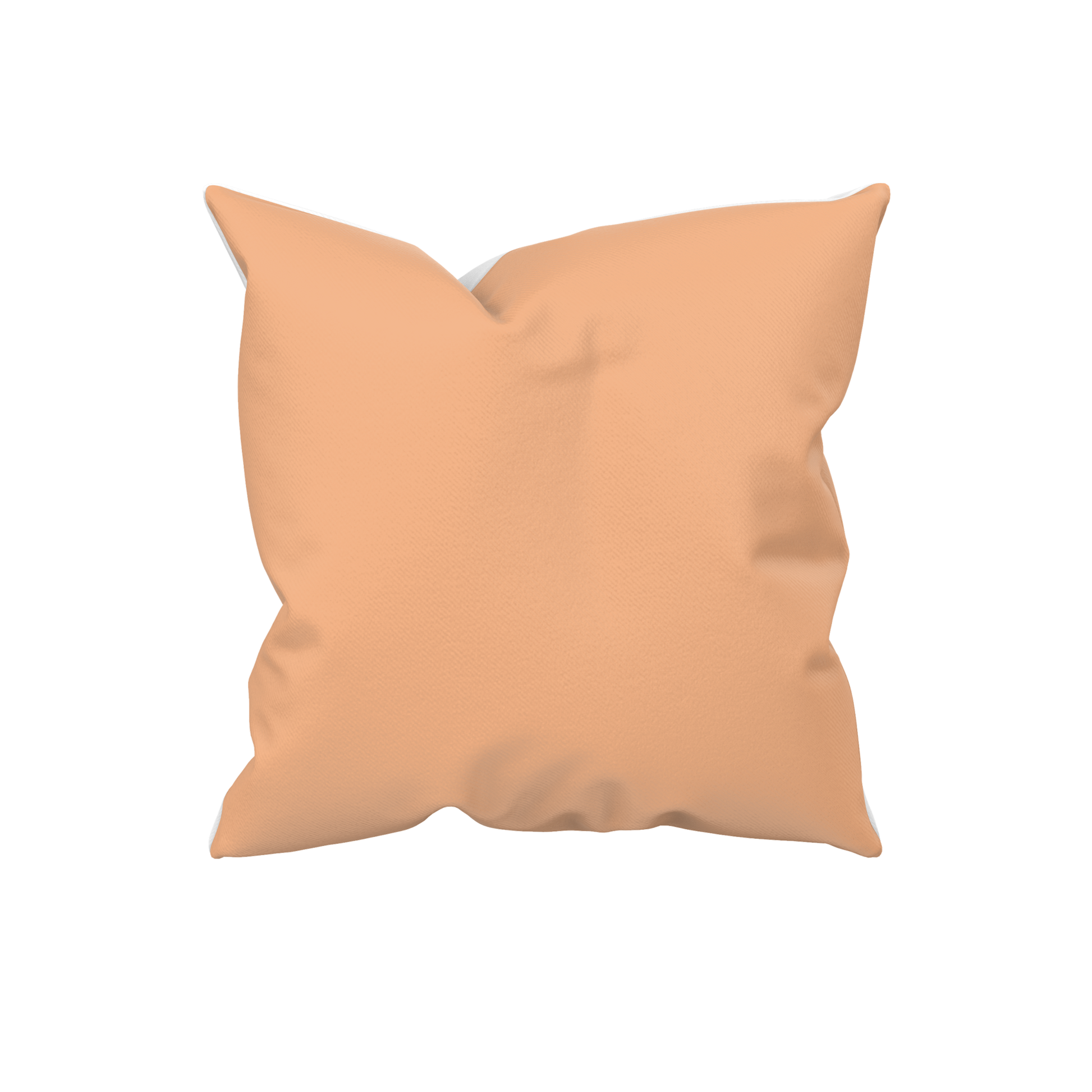 Mandarinefarbenes Dekokissen 40x40 cm in einem Strandkorb vor einem Reetdachhaus an der Ostsee. Unifarbenes Zierkissen in warmem Orangeton – ideal für Ferienwohnung, Strandhaus und maritimen Wohnstil.
