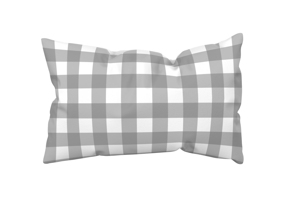 Kariertes Kissen in Grau und Weiß 60 x 40 cm – längliches Dekokissen mit Karomuster im modernen Landhausstil