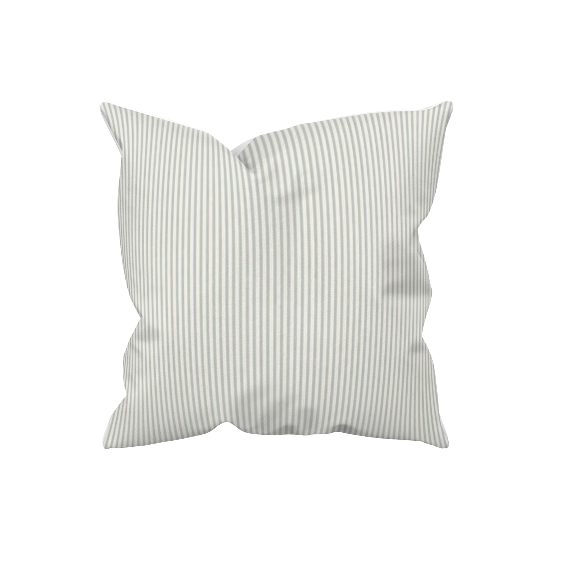 Quadratisches Streifenkissen von Kissenglück in 40 × 40 cm mit feinen Streifen in Greige und Naturweiß. Das zeitlose Design lässt sich vielseitig mit schlichten, gemusterten und skandinavischen Kissen kombinieren.